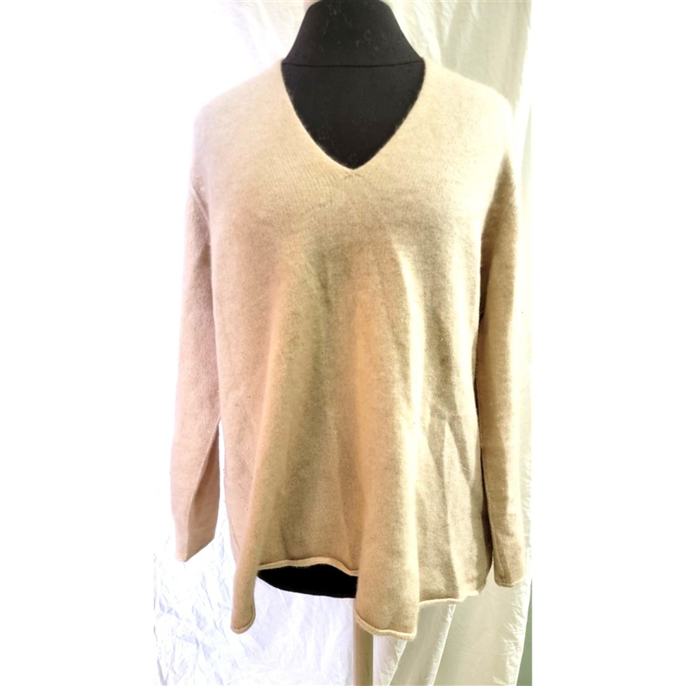 NWOT Eileen Fisher XL 100% Cashmere Sweater Cream V neck 116243